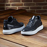 Чорні шкіряні чоловічі демісезонні кросівки весна комфортні для повсякденного носіння *МТ-нубук*, фото 3