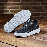 Чорні шкіряні чоловічі демісезонні кросівки весна комфортні для повсякденного носіння *МТ-нубук*, фото 7