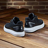 Чорні шкіряні чоловічі демісезонні кросівки весна комфортні для повсякденного носіння *МТ-нубук*, фото 8