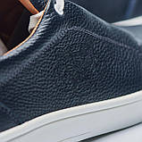 Осінні чоловічі шкіряні кеди сині демісезонні з білою підошвою під джинси *А-70-сині*, фото 2