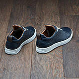 Осінні чоловічі шкіряні кеди сині демісезонні з білою підошвою під джинси *А-70-сині*, фото 9
