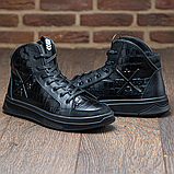 Високі утеплені чоловічі зимові шкіряні черевики на хутрі на високій підошві на кожен день *В-63 ч/кр РР*, фото 2