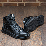 Високі утеплені чоловічі зимові шкіряні черевики на хутрі на високій підошві на кожен день *В-63 ч/кр РР*, фото 4