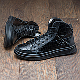 Високі утеплені чоловічі зимові шкіряні черевики на хутрі на високій підошві на кожен день *В-63 ч/кр РР*, фото 6