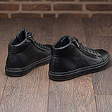 Хутряні зимові теплі чорні шкіряні черевики високі чоловічі на хутрі для чоловіків на зиму *В-48*, фото 8