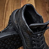 Зимові чорні шкіряні хутряні черевики чоловічі на кожен день для чоловіків на блискавці *В-67 БОТ*, фото 2