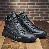 Зимові чорні шкіряні хутряні черевики чоловічі на кожен день для чоловіків на блискавці *В-67 БОТ*, фото 5