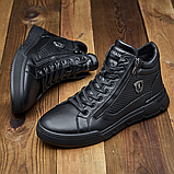 Зимові чорні шкіряні хутряні черевики чоловічі на кожен день для чоловіків на блискавці *В-67 БОТ*, фото 6