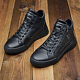 Зимові чорні шкіряні хутряні черевики чоловічі на кожен день для чоловіків на блискавці *В-67 БОТ*, фото 7