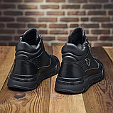 Зимові чорні шкіряні хутряні черевики чоловічі на кожен день для чоловіків на блискавці *В-67 БОТ*, фото 8