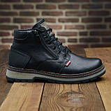 Хутряні зимові теплі чорні шкіряні черевики високі класичні чоловічі на хутрі на товстій підошві *427*, фото 5