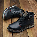 Хутряні зимові теплі чорні шкіряні черевики високі класичні чоловічі на хутрі на товстій підошві *427*, фото 7