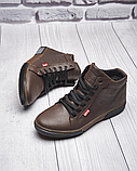Високі утеплені зимові шкіряні черевики чоловічі коричневі на хутрі для чоловіків *Х-500 кор*, фото 2