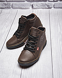 Високі утеплені зимові шкіряні черевики чоловічі коричневі на хутрі для чоловіків *Х-500 кор*, фото 3