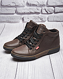 Високі утеплені зимові шкіряні черевики чоловічі коричневі на хутрі для чоловіків *Х-500 кор*, фото 4