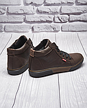 Високі утеплені зимові шкіряні черевики чоловічі коричневі на хутрі для чоловіків *Х-500 кор*, фото 6