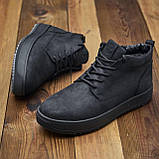 Хутряні зимові теплі чорні шкіряні черевики високі чоловічі класичні натуральні на хутрі *425-чор*, фото 6