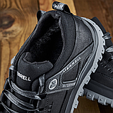 Чоловічі спортивні шкіряні зимові чорні кросівки низькі merrell з хутром *М-7 чорн.бот*, фото 2