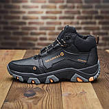 Чоловічі спортивні шкіряні зимові чорні кросівки високі merrell з хутром *М-5 чорн/ор*, фото 4
