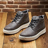 Чоловічі шкіряні хутряні черевики на хутрі високі на зиму для чоловіків на товстій підошві *425-кор*, фото 7