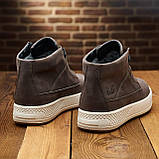 Чоловічі шкіряні хутряні черевики на хутрі високі на зиму для чоловіків на товстій підошві *425-кор*, фото 9