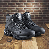 Чорні шкіряні черевики чоловічі на натуральному хутрі, Високі черевики спортивні натуральні *х-112/1*, фото 4
