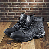 Чорні шкіряні черевики чоловічі на натуральному хутрі, Високі черевики спортивні натуральні *х-112/1*, фото 5