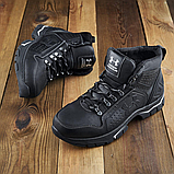 Чорні шкіряні черевики чоловічі на натуральному хутрі, Високі черевики спортивні натуральні *х-112/1*, фото 7