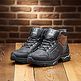 Чорні шкіряні черевики чоловічі на натуральному хутрі, Високі черевики спортивні натуральні *х-112/16к*, фото 3