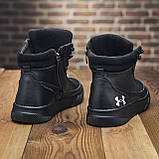 Чорні шкіряні черевики на натуральному хутрі, Черевики високі зимові спортивні *NF under чорн.л*, фото 7