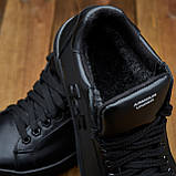 Чорні шкіряні черевики чоловічі на натуральному хутрі, Високі черевики спортивні натуральні *U-7 чорн/л*, фото 2