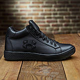 Чорні шкіряні черевики чоловічі на натуральному хутрі, Високі черевики спортивні натуральні *U-7 чорн/л*, фото 5