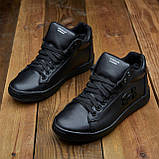 Чорні шкіряні черевики чоловічі на натуральному хутрі, Високі черевики спортивні натуральні *U-7 чорн/л*, фото 7