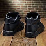 Чорні шкіряні черевики чоловічі на натуральному хутрі, Високі черевики спортивні натуральні *U-7 чорн/л*, фото 8