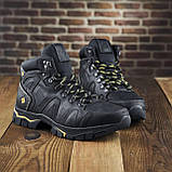 Чорні шкіряні черевики чоловічі, Високі утеплені зимові черевики на товстій підошві *126/1*, фото 5