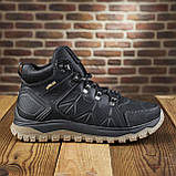 Чорні шкіряні черевики чоловічі, Високі утеплені зимові черевики на товстій підошві *140/1*, фото 4