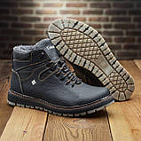 Чоловічі черевики зимові класичні високі на зиму, чорні шкіряні черевики на товстій підошві *407*, фото 3