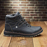 Чоловічі черевики зимові класичні високі на зиму, чорні шкіряні черевики на товстій підошві *407*, фото 5