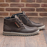Чоловічі коричневі черевики зимові класичні високі на зиму, шкіряні черевики на товстій підошві *73/4*, фото 2