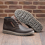 Чоловічі коричневі черевики зимові класичні високі на зиму, шкіряні черевики на товстій підошві *73/4*, фото 3