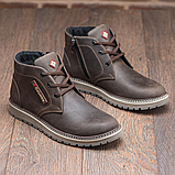 Чоловічі коричневі черевики зимові класичні високі на зиму, шкіряні черевики на товстій підошві *73/4*, фото 4