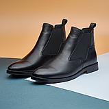 Чоловічі черевики зимові класичні високі на зиму, чорні шкіряні черевики на товстій підошві *241 челси*, фото 2