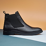 Чоловічі черевики зимові класичні високі на зиму, чорні шкіряні черевики на товстій підошві *241 челси*, фото 3