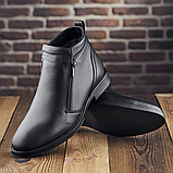 Чоловічі черевики зимові класичні високі на зиму, чорні шкіряні черевики на товстій підошві *100-оксфорд*, фото 3
