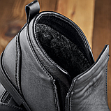 Чоловічі черевики зимові класичні високі на зиму, чорні шкіряні черевики на товстій підошві *100-оксфорд*, фото 4