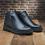 Чоловічі черевики зимові класичні високі на зиму, чорні шкіряні черевики на товстій підошві *100МЧ*, фото 3