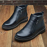Чоловічі черевики зимові класичні високі на зиму, чорні шкіряні черевики на товстій підошві *100МЧ*, фото 4