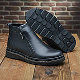 Чоловічі черевики зимові класичні високі на зиму, чорні шкіряні черевики на товстій підошві *100МЧ*, фото 6