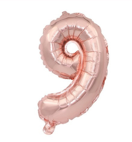 Кулька цифра 9 фольгована 32 дюйма рожеве золото, фото 1