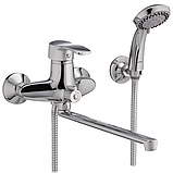 Змішувач для ванної Латунний із довгим поворотним носиком 35 см Haiba FOCUS 006 EURO (HB0120), фото 8